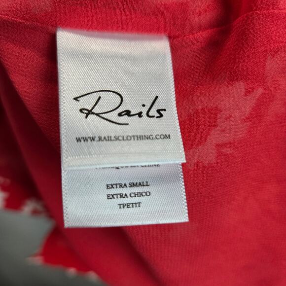 Rails Helena Cardinal Dress Daisy Floral Pink White Short Sleeve Button Front XS - Picture 4 of 9